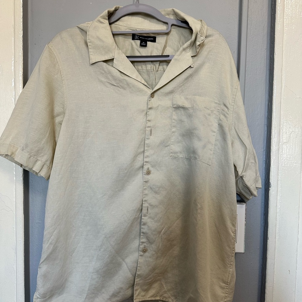 Men's Beige Short Sleeve Shirt